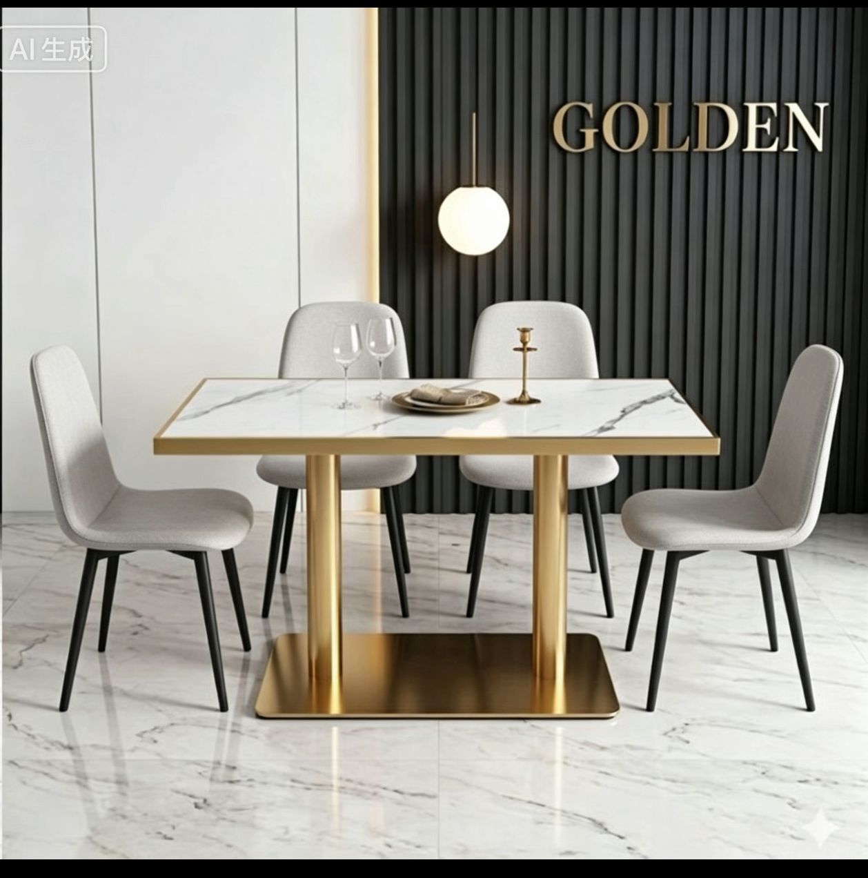 Ensemble Golden Marbre (4 places)